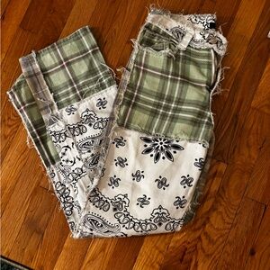 Jaded London green patchwork pants